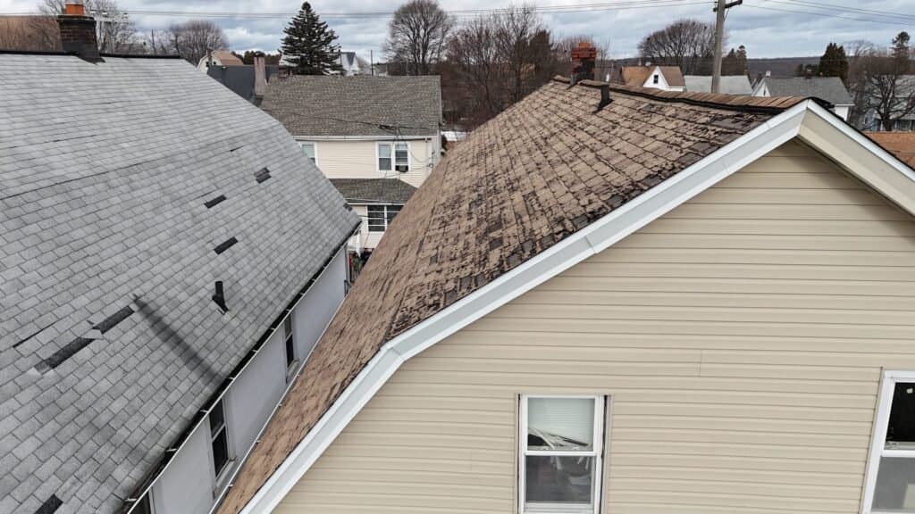 Drone roof inspection of a shingle roof in Reading, PA