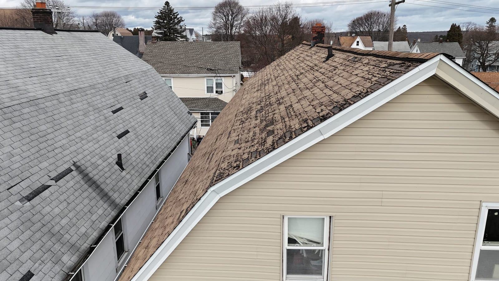 Drone roof inspection of a shingle roof in Reading, PA
